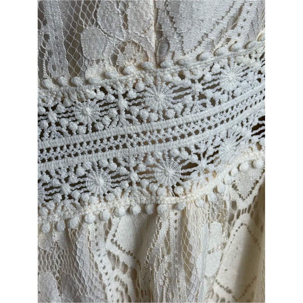 Cider Ivory Lace Tassel Hi-Low Dress XL Fairycore Cottagecore - Picture 5 of 12